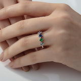 Diagonal Princess Cut Birthstone Ring