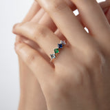 Diagonal Princess Cut Birthstone Ring