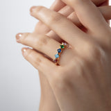 Diagonal Princess Cut Birthstone Ring