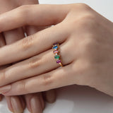 Custom Made Baguette Cut Birthstone Ring