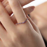 Chevron Stackable Birthstone Ring