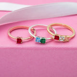 Radiant Princess-Cut Birthstone Ring