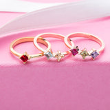 Diagonal Princess Cut Birthstone Ring