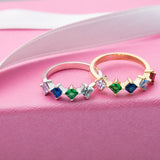 Diagonal Princess Cut Birthstone Ring