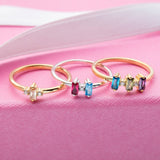 Custom Made Baguette Cut Birthstone Ring