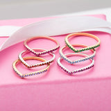 Chevron Stackable Birthstone Ring