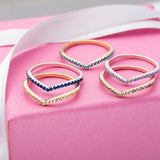 Chevron Stackable Birthstone Ring