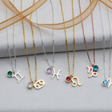 Zodiac Sign Necklace With Birthstone