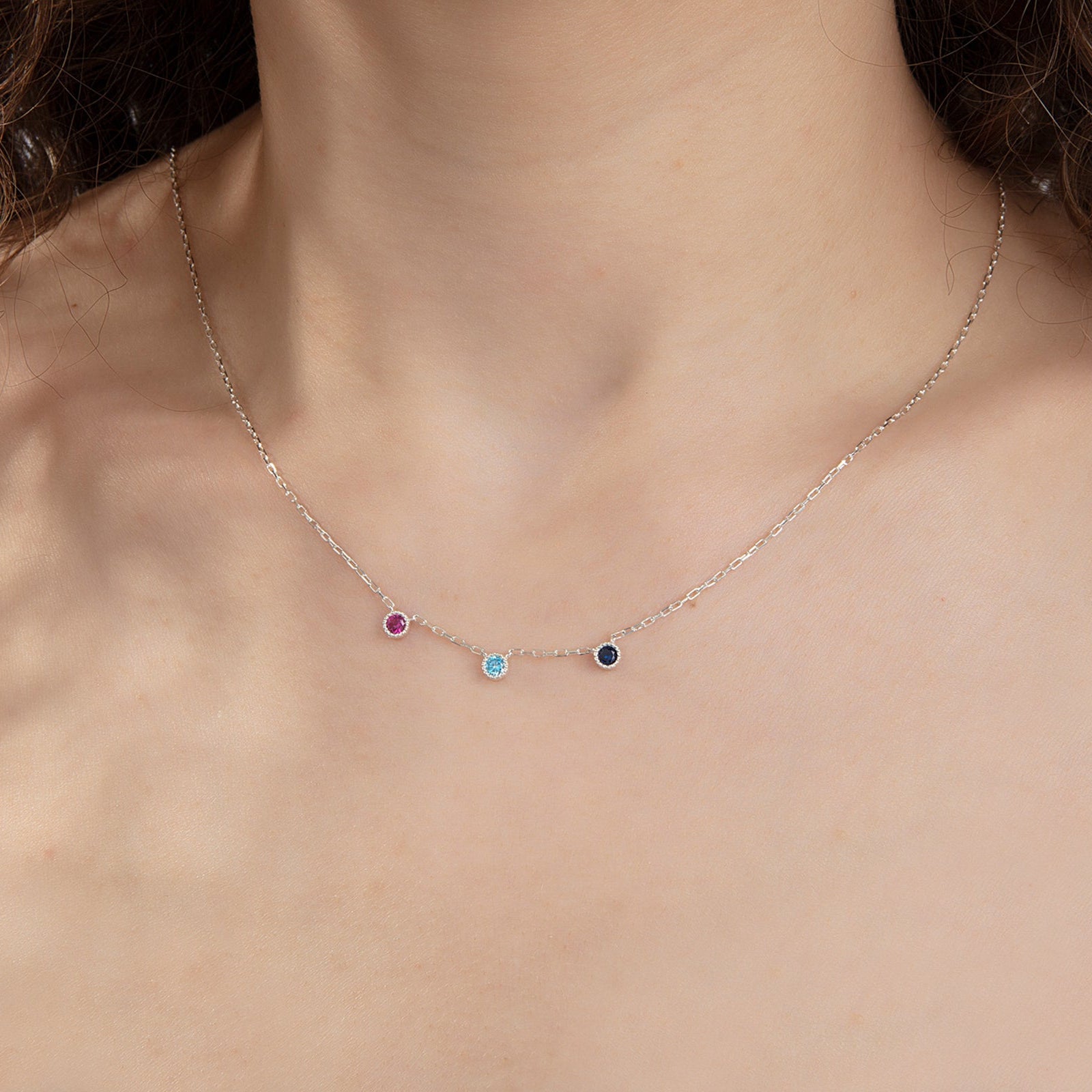 Spaced Birthstone Family Necklaces