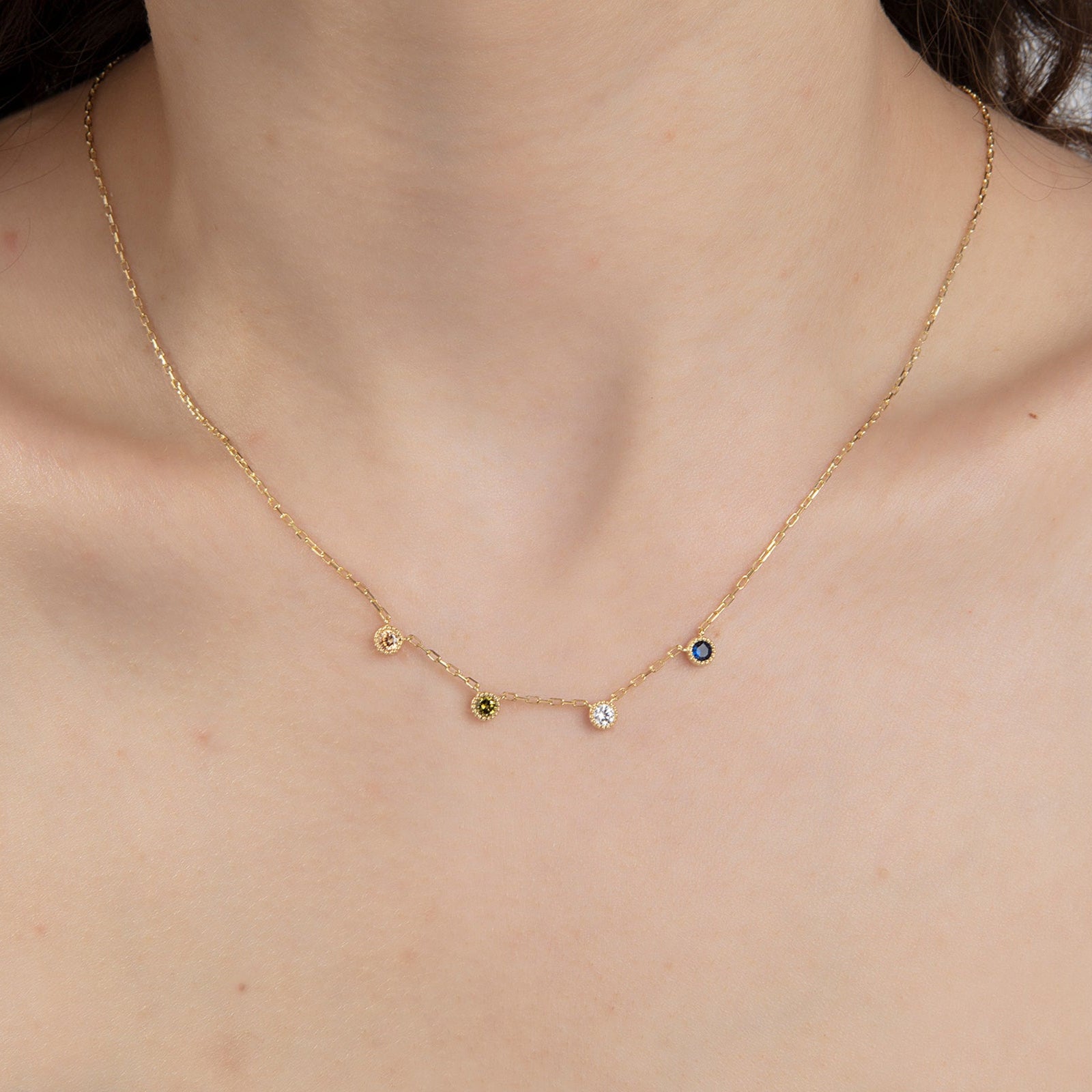 Spaced Birthstone Family Necklaces