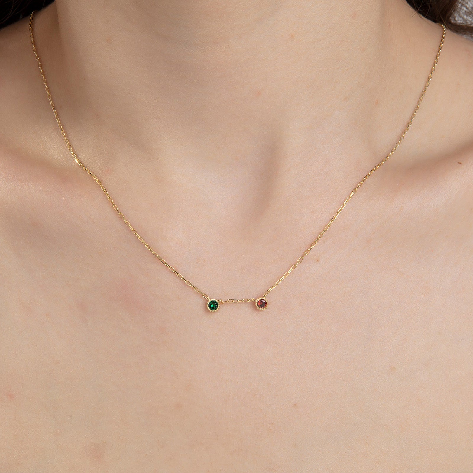 Spaced Birthstone Family Necklaces