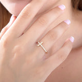 Dainty Diamond Cross Ring