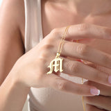 Custom Old English Initial Necklace