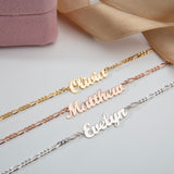 Custom Name Bracelet with Figaro Chain