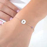 Personalized Disc Initial & Birthstone Bracelet
