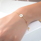 Personalized Disc Initial & Birthstone Bracelet