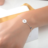 Personalized Disc Initial & Birthstone Bracelet