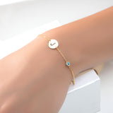 Personalized Disc Initial & Birthstone Bracelet