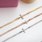 Dainty Diamond Cross Bracelet For Women