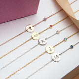 Personalized Disc Initial & Birthstone Bracelet