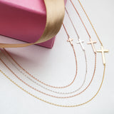 Sideways Cross Necklace For Women