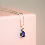 Pear Shaped Sapphire Necklace - September Birthstone Pendant