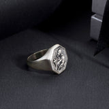 Sterling Silver Jesus & Cross Statement Ring