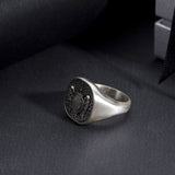 St. Michael Shield Signet Silver Ring - Archangel Michael Ring