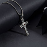 Men’s Sterling Silver Cross Necklace with Garnet & White Zircons