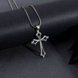 Men’s Sterling Silver Gothic Cross Necklace - Religious Jewelry