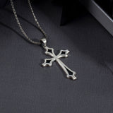 Men’s Sterling Silver Gothic Cross Necklace - Religious Jewelry