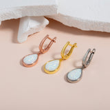 Teardrop White Opal Earrings