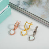 Heart Shaped White Opal Earrings