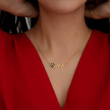 Pet Name Paw Print Heartbeat Necklace