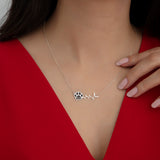 Pet Name Paw Print Heartbeat Necklace
