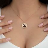 Custom Pet Name Engraved Paw Print Necklace