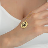 Custom Pet Name Engraved Paw Print Necklace