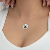 Custom Pet Name Engraved Paw Print Necklace