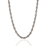 Sterling Silver Byzantine Chain Necklace For Men, Engraved Diamond Accent