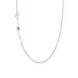 Sideways Initial Necklace with Birthstone – Personalized Letter Pendant