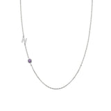 Sideways Initial Necklace with Birthstone – Personalized Letter Pendant