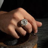 Sterling Silver Jesus & Cross Statement Ring