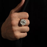 Sterling Silver Jesus & Cross Statement Ring