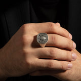 St. Michael Shield Signet Silver Ring - Archangel Michael Ring