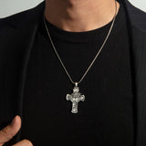 Men’s 925 Sterling Silver INRI Crucifix Necklace | Jesus Face Cross Pendant