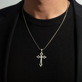 Men’s Sterling Silver Gothic Cross Necklace - Religious Jewelry
