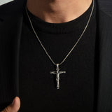 925 Sterling Silver Cross Necklace For Men - Jesus Crucifix Pendant