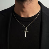 925 Sterling Silver Men’s Cross Pendant Necklace