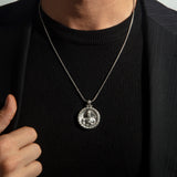 Silver Saint Francis Pendant, Saint Francis Men's Necklace, Christian Saint Francis Medallion, Religious Jewelry, Men's Gift, Gift For Her