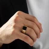 Men’s Black Onyx Square Gold Ring – Solid 10K, 14K & 18K Gold